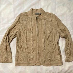 Additions by Chico’s tan, silky cardigan-like item in size 3.